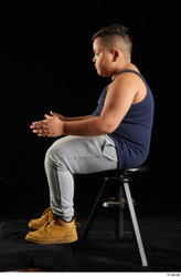 Whole Body Man White Sports Overweight Sitting Top Studio photo references